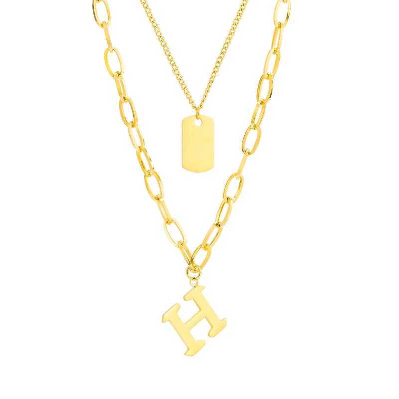 

Pendant Necklaces Fashion Stainless Steel Letter h Women Necklace Vintage Kpop Layered Neck Y2k Jewelry Sweater Chain Wholesale