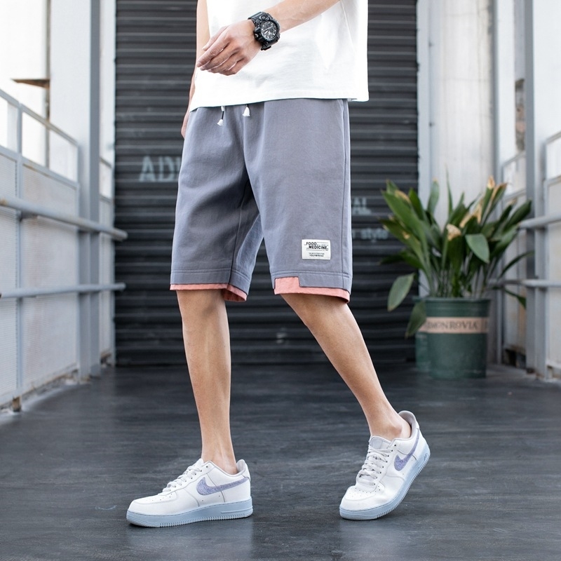 

Sports shorts summer trendy brand pure cotton 5-inch 7-inch loose beach casual men's pants, Black