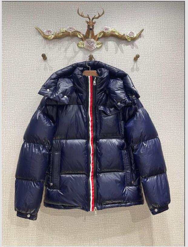 

Men Hooded Down Coat Waterproof Soft Warm Double Zipper Parkas Black Dark Blue White Jacket Size 12345