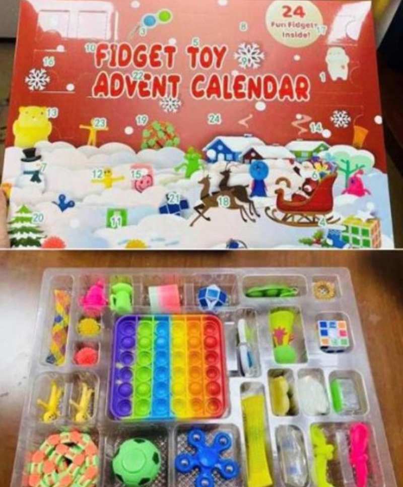 

Fidget Advent Calendars Christmas 24 Days Countdown Blind Mystery Box Sensory Finger Toys Lucky Boxes Kids Push Bubbles Noodle Spinner Gifts dropship