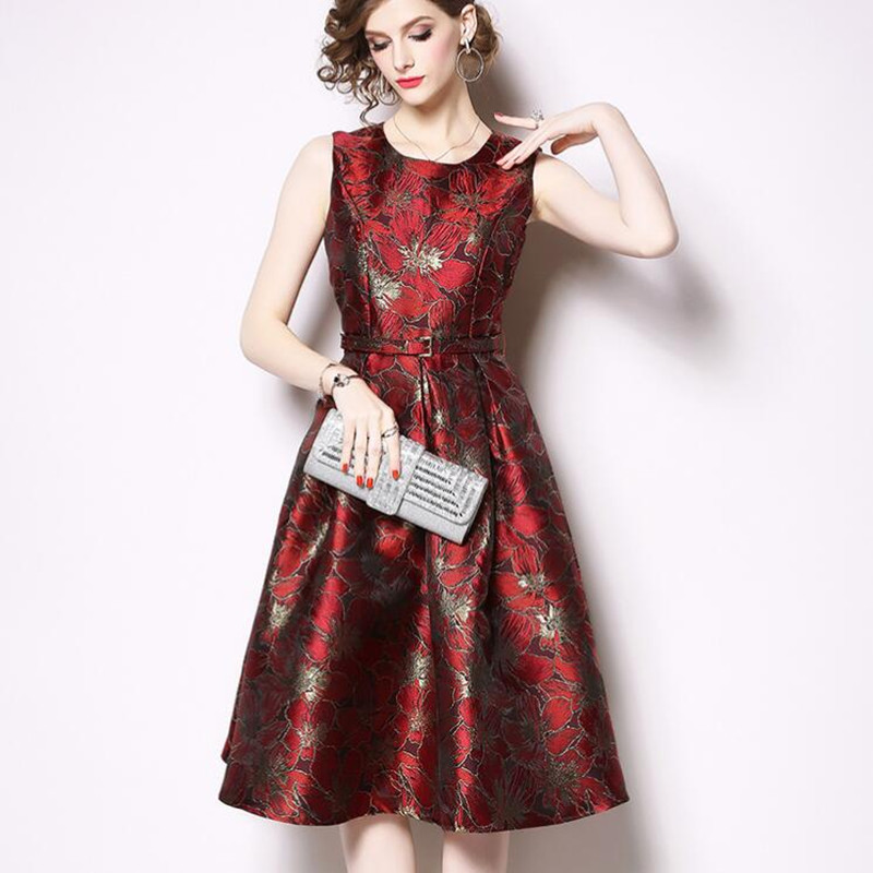 

ZAWFL Women Summer Jacquard Dress High Quality Luxury Designer Runway Brand chic Vest Tank 210525, Picture color
