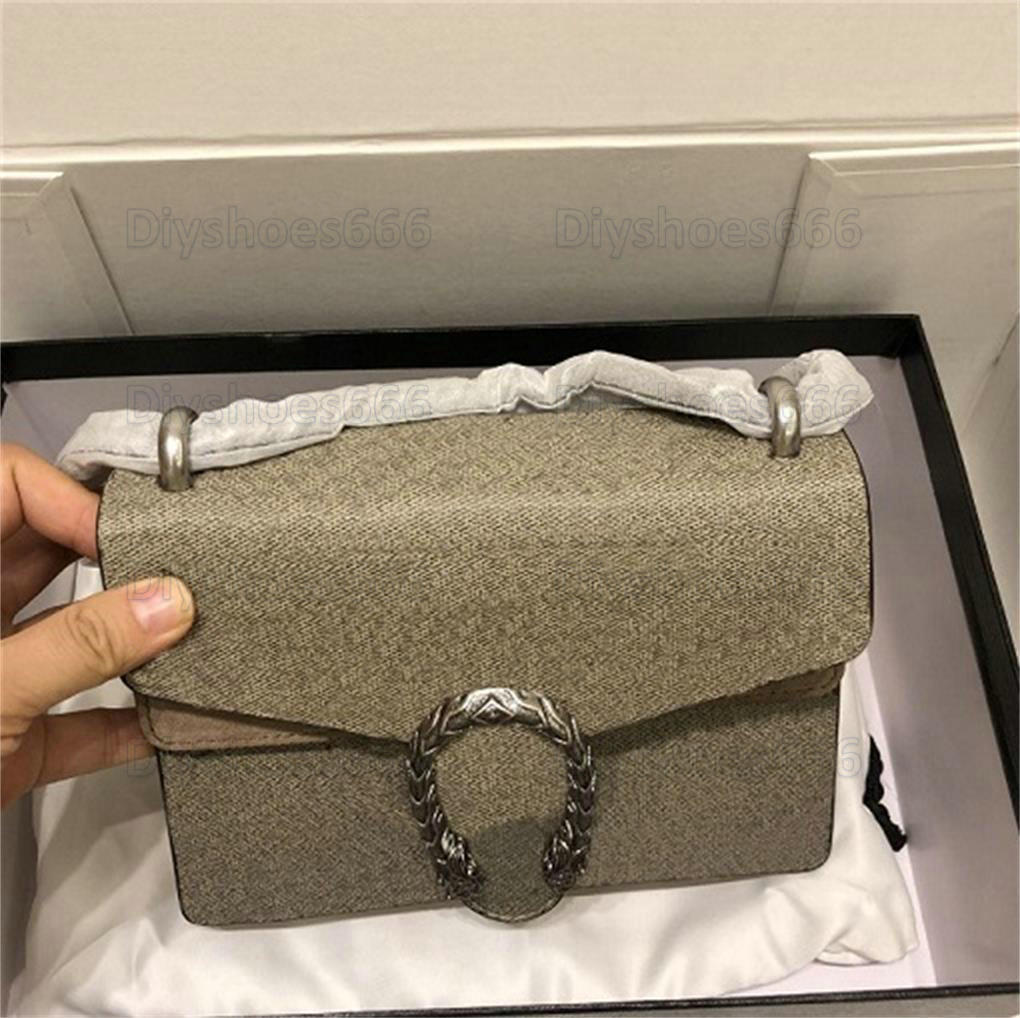 

Mini Dionysus 28cm Shoulder Bag Canvas Leather Tiger Head Closure Chain Designer Handbag WOC Chains Bags Women Fashion Designers Classic Girl Handbags Flap, No bag;for different fees only
