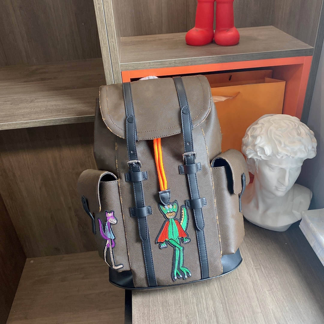 

Large-capacity unisex backpacks outdoor travel bags student school bag high-quality fashion backpack handbag letter printed cartoon pictures leather fabric, Customize