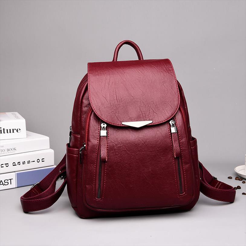 

ladies vintage backpack leisure school shoulder bag waterproof double zipper girl black student
