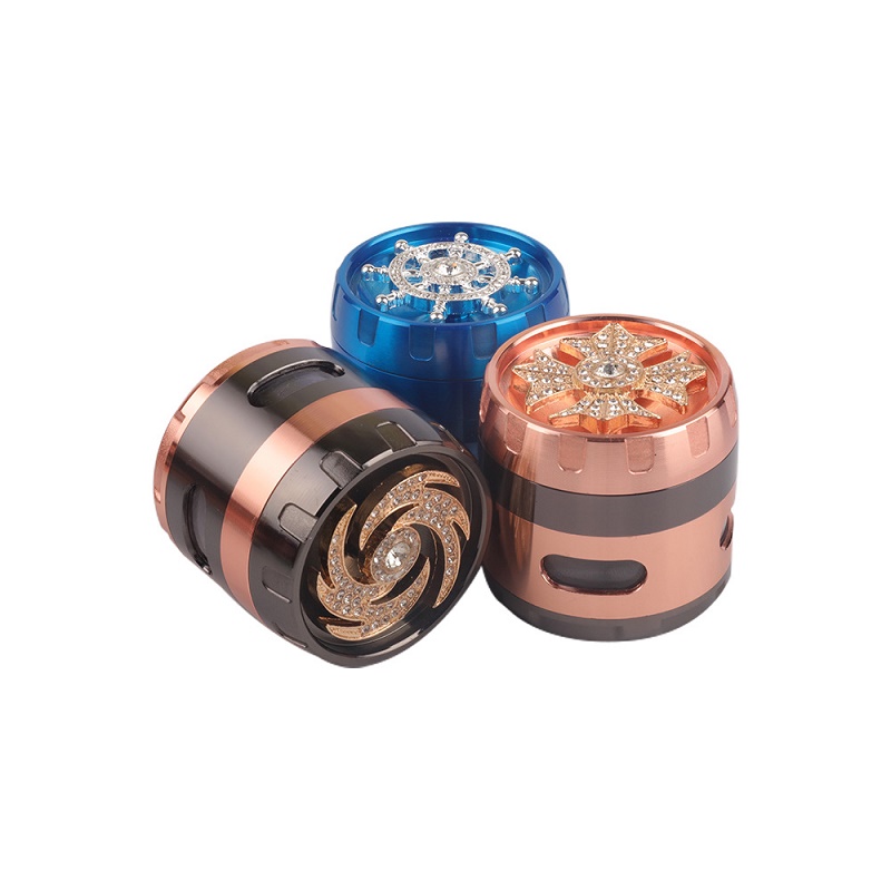 

Rudder style with diamond Zinc alloy grinding Smoking Grinder 4 Parts 63MM Tobacco Accessory Herb Grinders