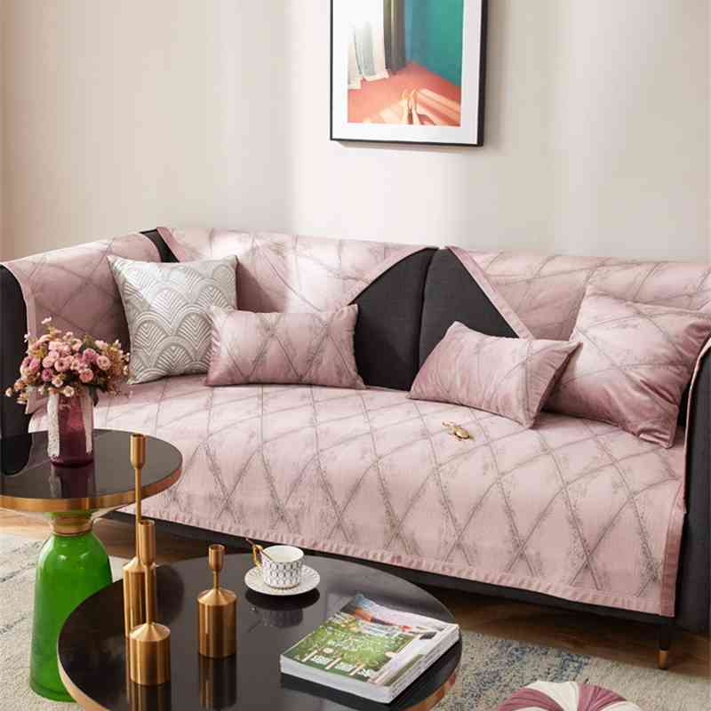 

New Nordic style cushion small family three person double combination backrest towel living room Dutch velvet sofa cover, Natural beauty - grayish green