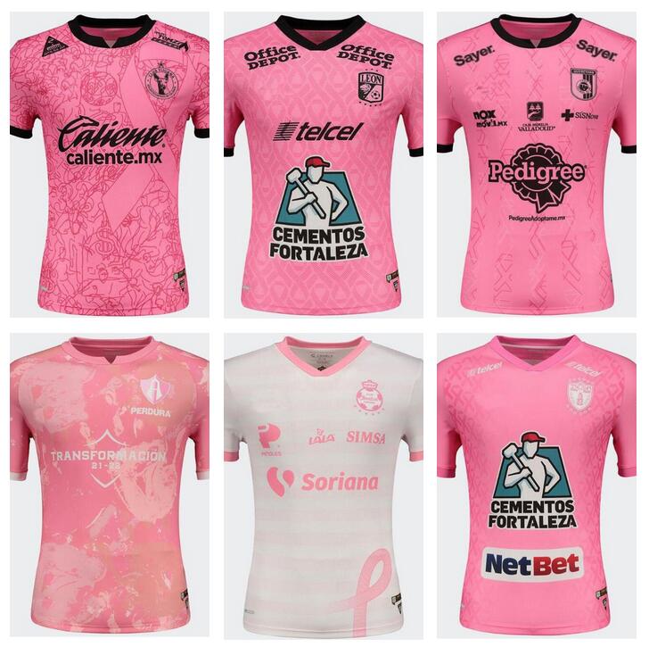 

21 22 jerseys Fútbol Octubre Rosa 2021 Santos Laguna Querétaro Pachuca Xolos Tijuana León soccer jersey 2022 pink football shirts leon top thailand quality