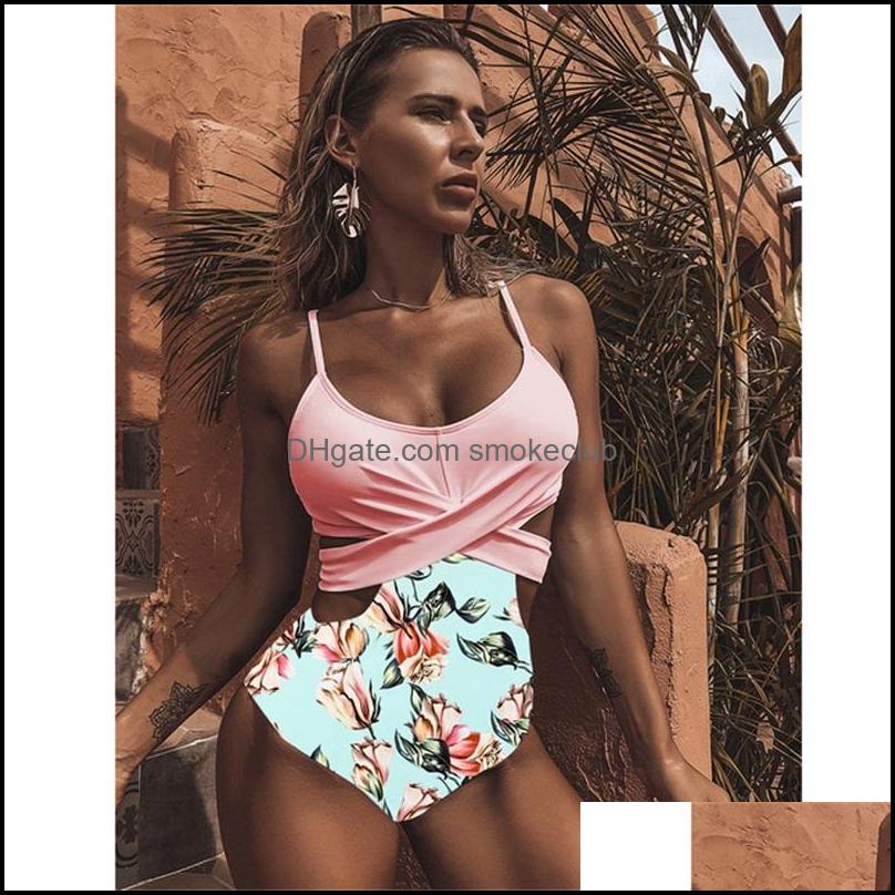 

Swim Swimming Equipment Sports & Outdoors One Piece Swimsuit Sexy Print Floral Swimwear Women Bodysuit Leopard Strappy Slimming Bathing Suit