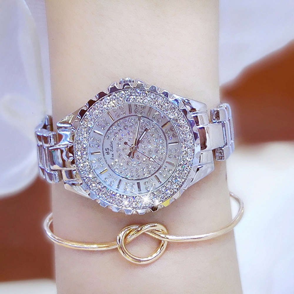 

Wristwatches Fashion women's waterproof full diamond high grade quartz watch, 30 meters send exquisite watch box, Slivery;brown