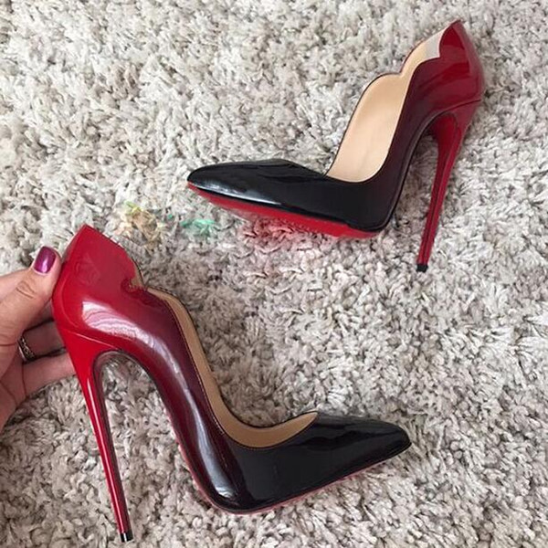 

Fashion Sexy Women Brand High Heels Red Bottom Platform Pumps Black Patent Leather Pointy Toe High Heels Luxury Red Bottom Women Dress Shoe