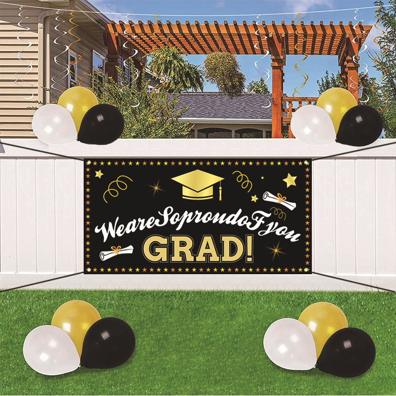 

Graduation Season Banner Decorate Banners Party Hang Flag Graduations Photo Background Cloth Outdoor decorative HHC7554
