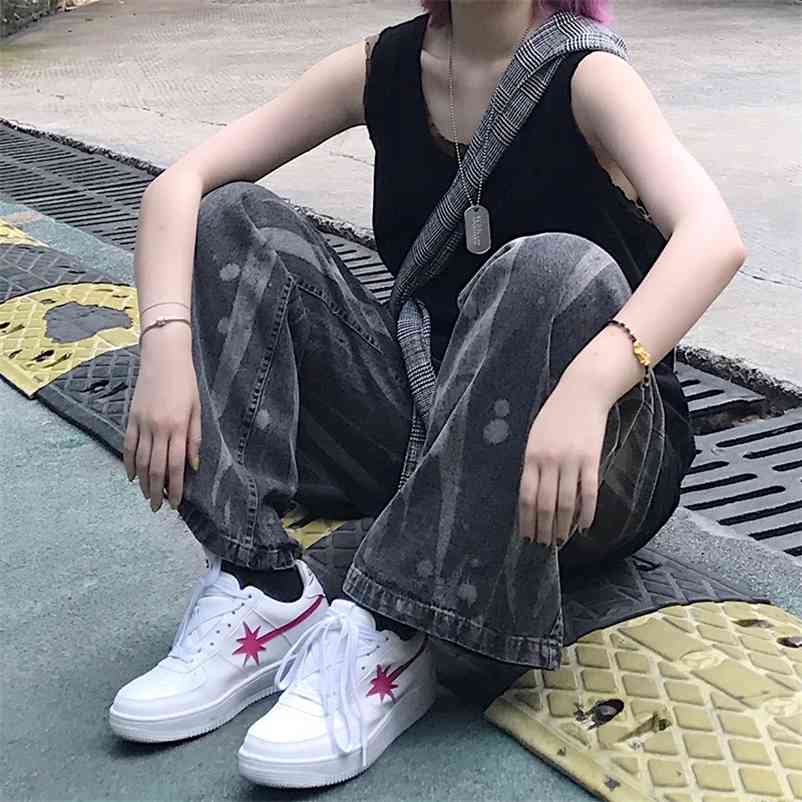 

Woman Jeans High Waist Clothes Wide Leg Denim Clothing Streetwear Vintage Quality Fashion Harajuku Straight Pants hiphop 210629, Black