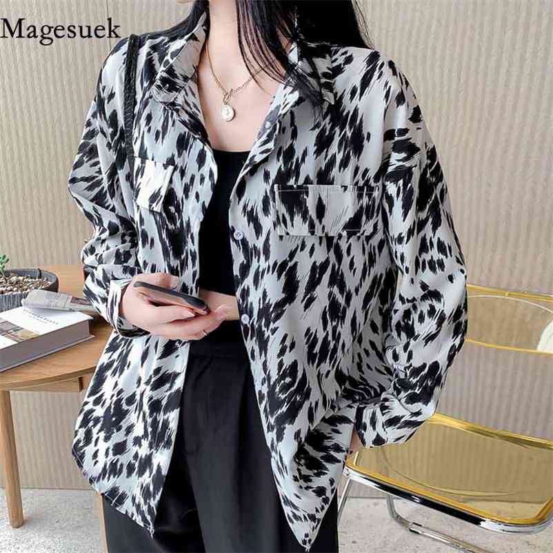 

Plus Size Vintage Women Shirt Sun Proof Blouse Long Sleeve Leopard Pattern Loose Streetwear Chiffon Top Female 11874 210518, Picture