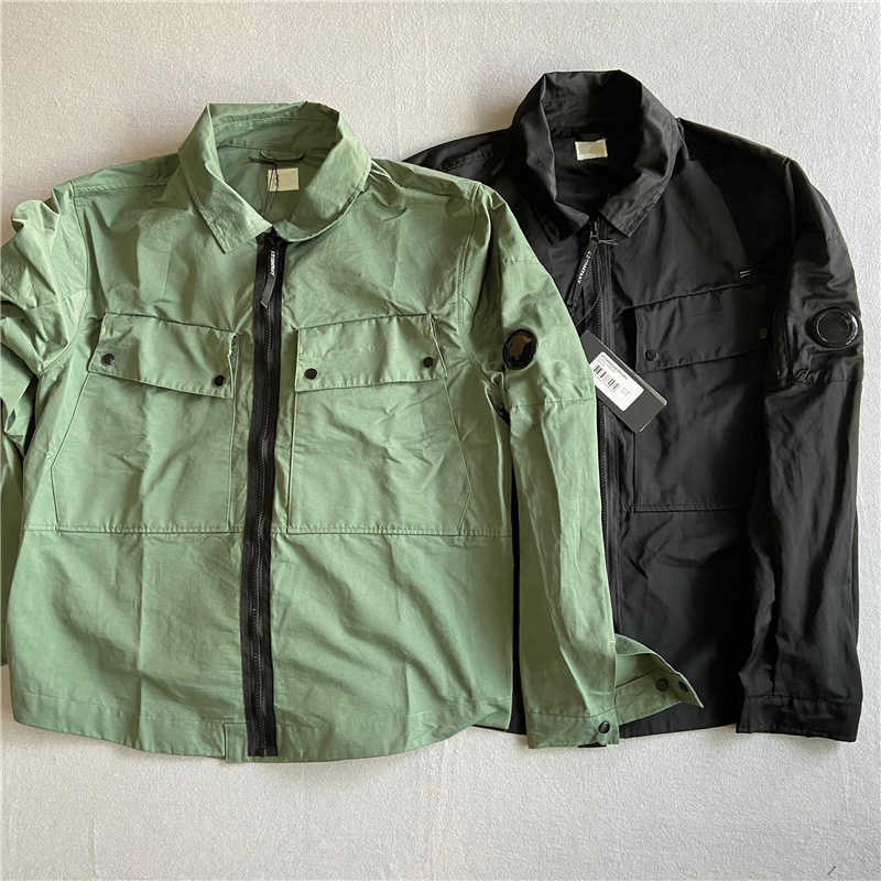 

Mens Jacket Coat British Men Loose Shirt Jackets Garment Dyed Utility Overshirt Spring Autumn Male Cardigan Lapel Outerwear Clothes, Army green