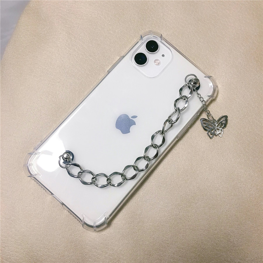 

Cute Butterfly Chain Fall Proof Protect Phone Cases For iPhone 12 11 Pro MAX XS XR SE 7 8Plus fashion transparent soft cover, Mix