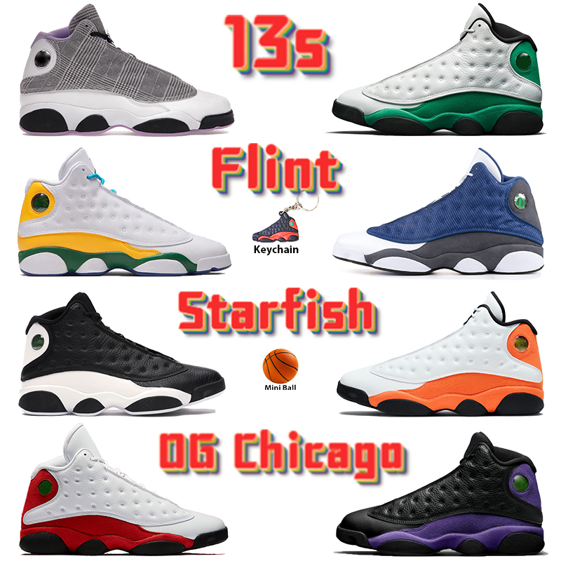

Flint 13 13s Men Women Sneakers OG Basketball Shoes Chicago Grey Toe Bred Starfish Lucky Green Court Purple Mens Trainers US 5.5-13, Bubble wrap packaging
