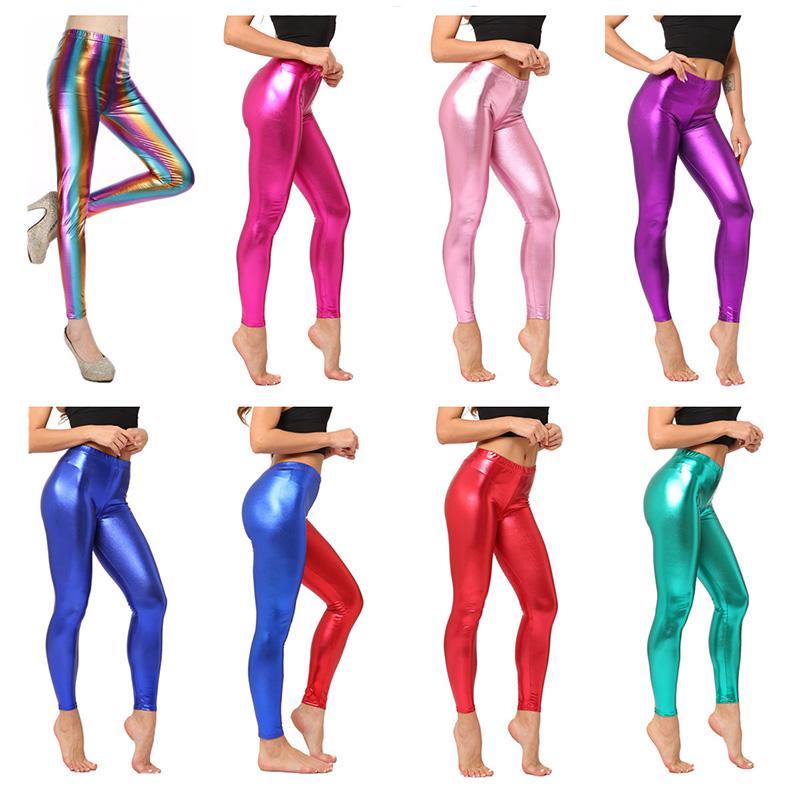 

Women' Leggings Women Pants Sexy Shiny Clubwear Trousers Stretch Body Fitness Elastic Skinny Silver Black Gold Red Sport Fashion Tight, Sapphire