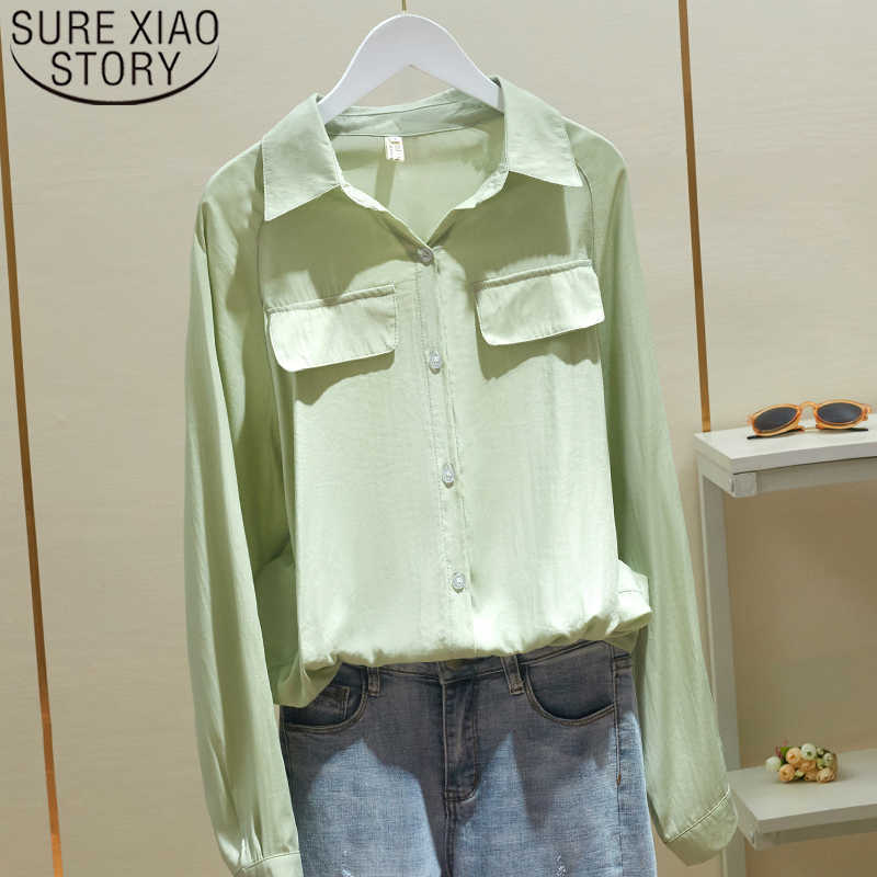 

Spring Pure White Shirt Female Simple Solid Cotton Long-Sleeve Chiffon Blouse Women's Casual Loose Slim Shirt 8925 50 210527, Apricot