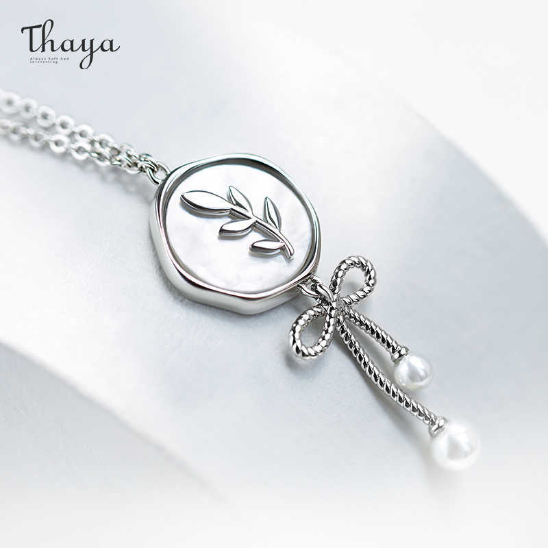 

Thaya Original Design Bow Necklace For Women 100% S925 Silver Olive Branch Collarbone Chain Pendant Nacklace Girl Jewelry Gift