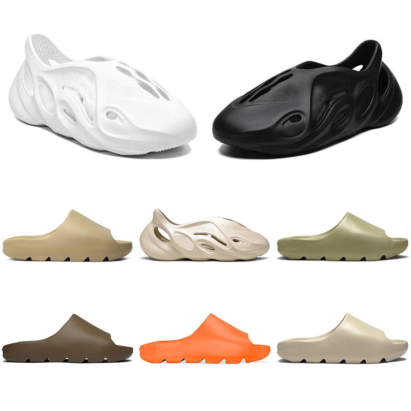 

Kanye Sandals slip-on slide foam runner mens womens slippers Classic Orange sandal Desert sand Resin Bone Earth Brown triple black white Rubber