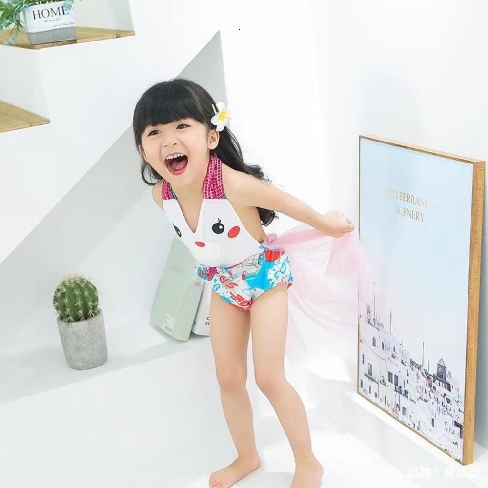 

Children's swimsuit children's one piece lace skirt Beach Spring, Blue
