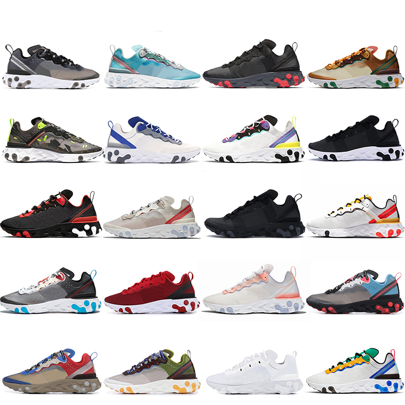 

2021 react element 55 87 running shoes schematic white balck gold ranger blue purple Volt Racer Pink Total Orange Royal Tint mens womens, 87 sail