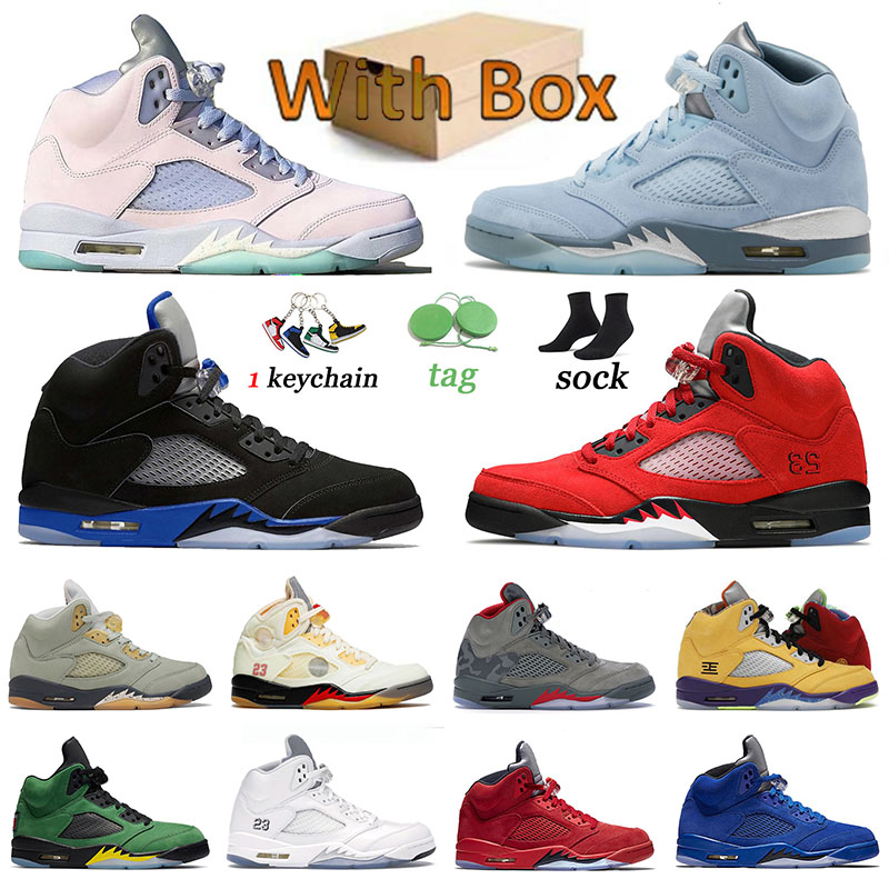 2022 Arrivée 5 Chaussures de basket-ball pour hommes Anthracite Camo Easter Racer Blue 5s Raging Blue Bird Green Bean Jade Horizon Fire Red Men T