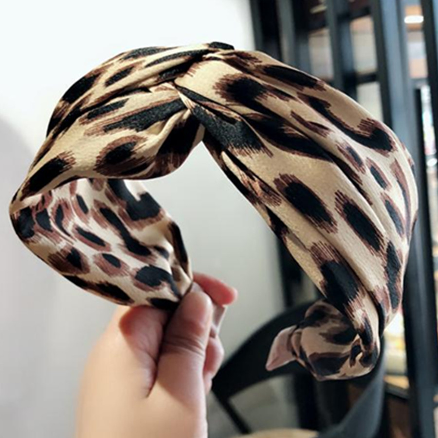 

head scarf Korean Style Women Wide Headband with Leopard Print Fabric Color Blocking Hairband for Women Hair Accessories Knot Hair Headband