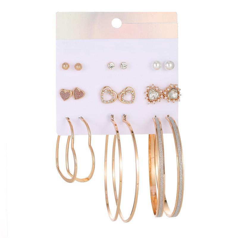 Hoop & Huggie Punk Golden Circle Oversize Earrings For Women Fashion Heart Flower Pearl Rhinestone Wedding Jewelry Accessories Gift-image-697801858