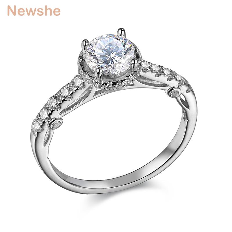 

Cluster Rings She Solid 925 Sterling Silver Wedding Engagement Ring For Women Round Cut White CZ Solitaire Fashionable Jewelry JR4696, Golden;silver