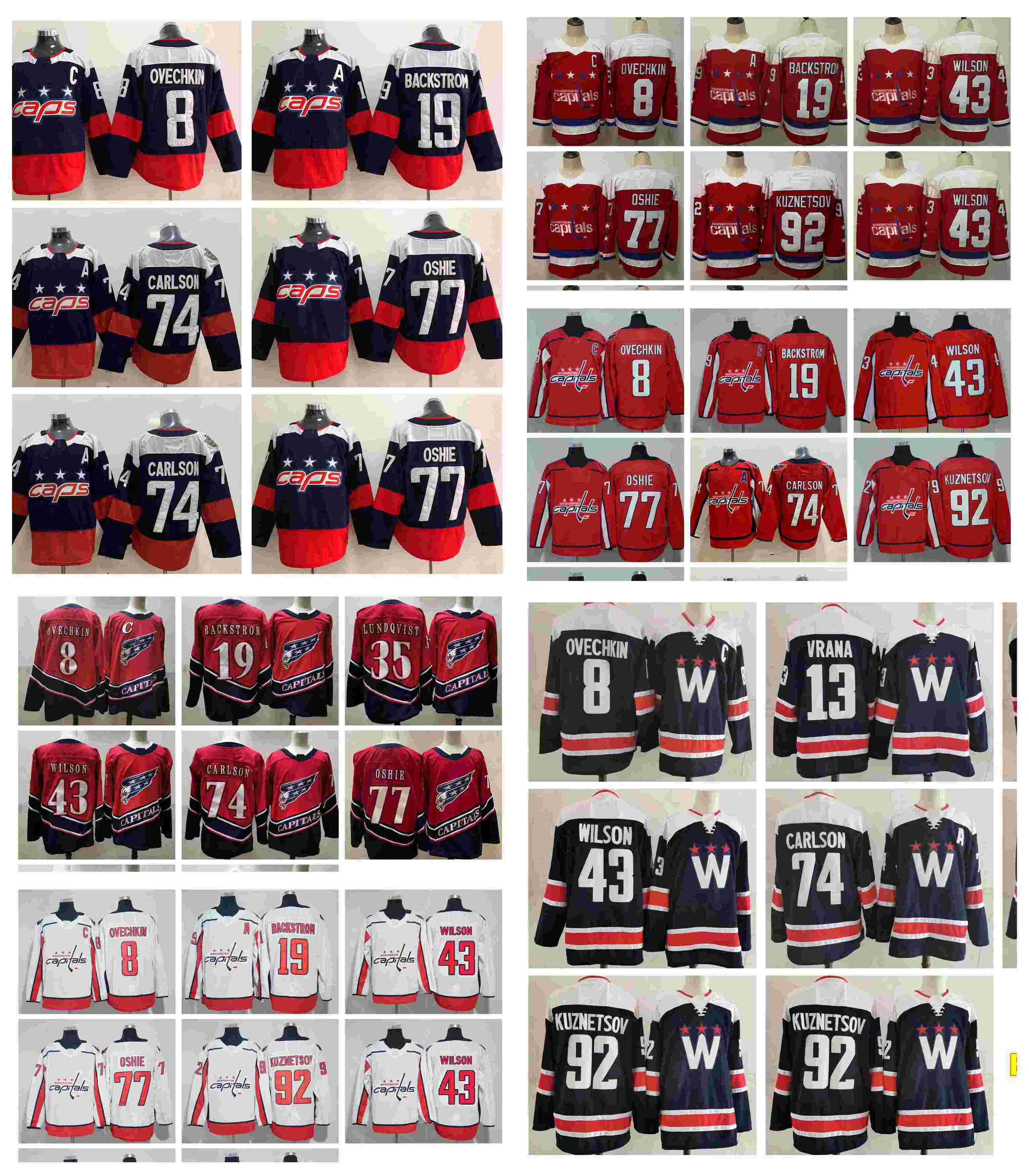 

2021 Washington Capitals Hockey Jerseys Mens Alex Ovechkin Jersey Tom Wilson T.J. Oshie Nicklas Backstrom Zdeno Chara John Carlson Jakub Vrana Stitched, Blue