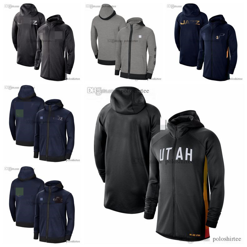 

Utah's Jazz's Basketball Jersey Hoodies Sweatshirt Men 2022 Heather Authentic Showtime Therma Flex Performance Full-Zip Hoodie, As photo