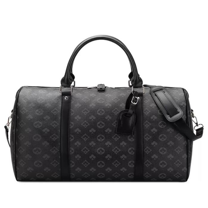 

Fashion Mens Duffel Bags Luxurious women travel luggage duffle bag Black flower Designer handbags large capacity sport SIZE 55CM #41412 high quality