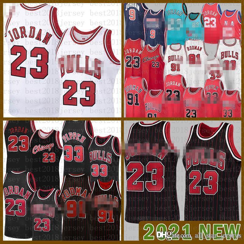 

2021 New Basketball Jersey ChicagoBull Mens 23 Michael Scottie 33 Pippen Mesh Retro Dennis 91 Rodman Youth Kids Purple, Black;red