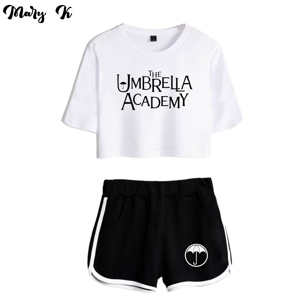 

The Umbrella Academy Women Two Piece Set Shorts+lovely T-shirt Harajuku Streetwear Hot Girl Sets, 2d