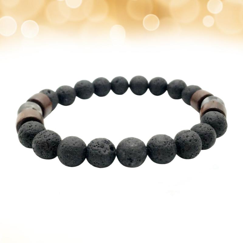 

Bangle 1PC Natural Volcanic Stone Bracelet Stretch Round Beads Accessory
