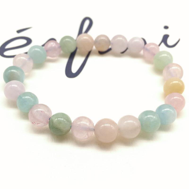 

Beaded, Strands 2021 Good Quality Women Bracelet Nature 6 MM-10 MM Morganite Stone Not Glass Really Color 18.5 -19 CM Men Bangle
