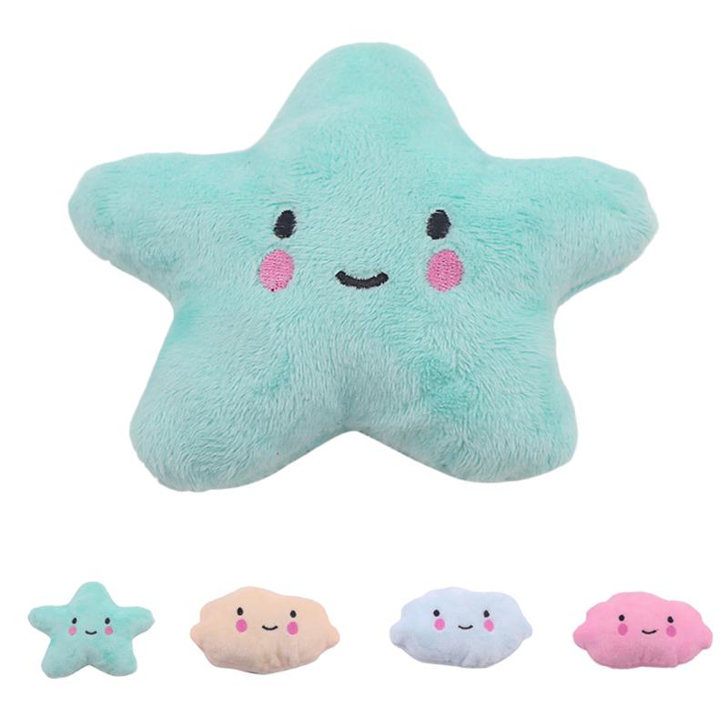 

Cat Toys Pet Plush Toy Funny Chew Cartoon Star Cloud Shaped Squeaky Sound For Dogs Supplies Drop