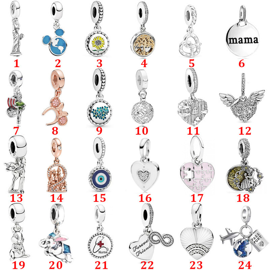 

Exquisite 925 Sterling Silver Fit Pandora Bracelet Charms Love Heart Blue Crysta Charm For DIY Beads Charms Love Heart Blue Crysta Charm For, Black