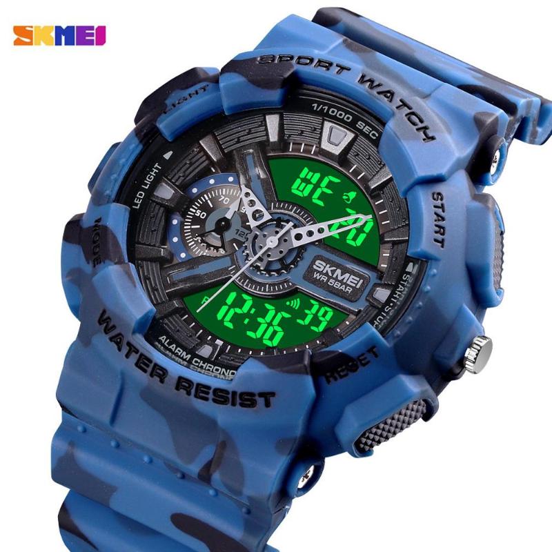 

Display Waterproof Men's Watch Digital Clock Dual Time Male Wristwatch Stopwatch Alarm Military Sports Relojes 1688 Wristwatches, Slivery;brown