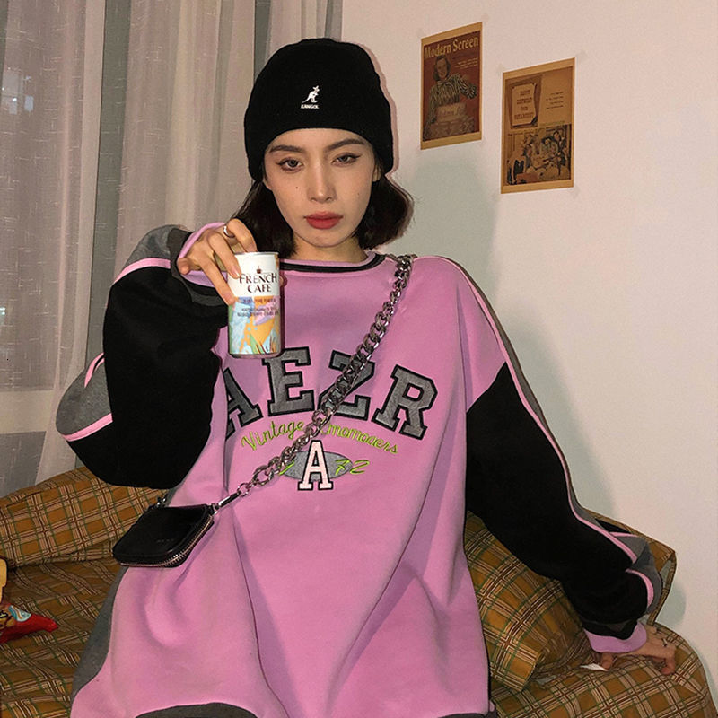 

Women's Jackets Female dyed contrast sweater, loose and thin hooded large size Korean version, YHWU, 1# shoe box