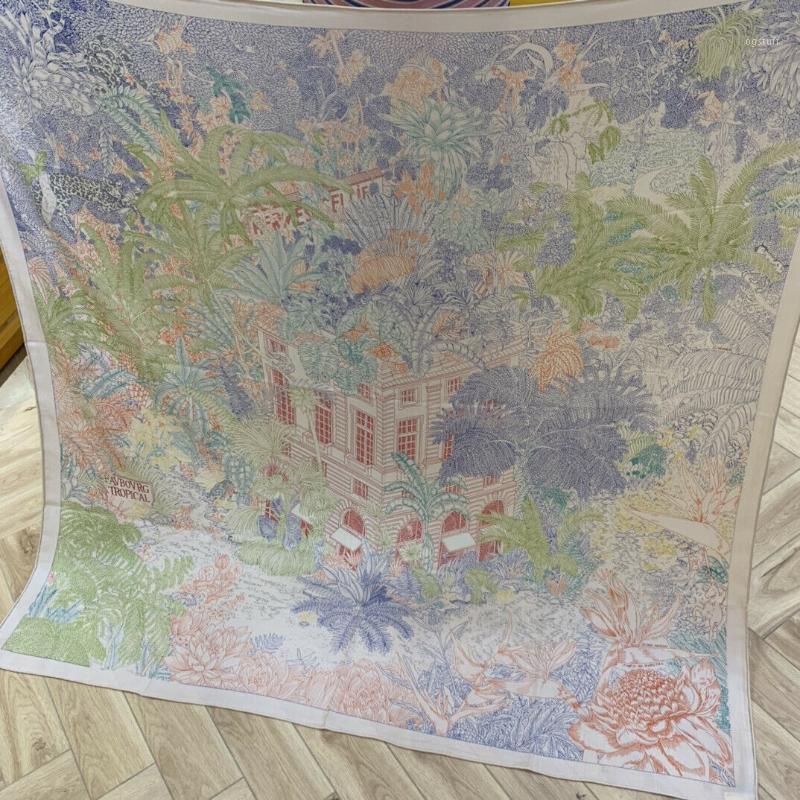 

Scarves Luxury 70% Cashmere 30% Silk Scarf Women Ethnic Tribal Forest House Shawl Stole Winter Warm Kerchief Logo Bandana 135*135cm, Blue;gray