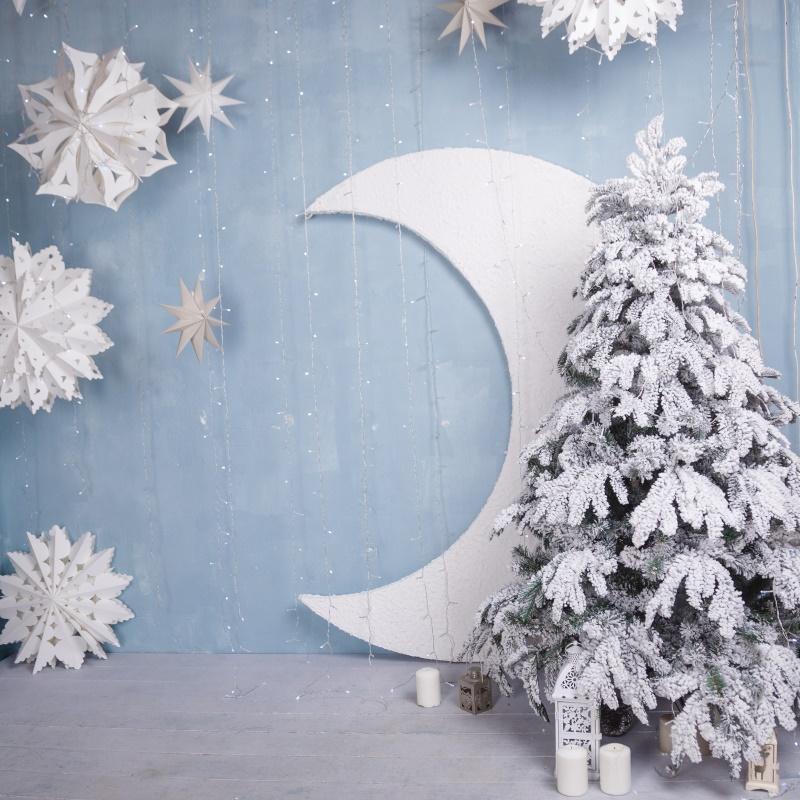 

Party Decoration Christmas Backdrop Xmas Tree Moon Stars Pography Background Family Year Po Booth Studio Props