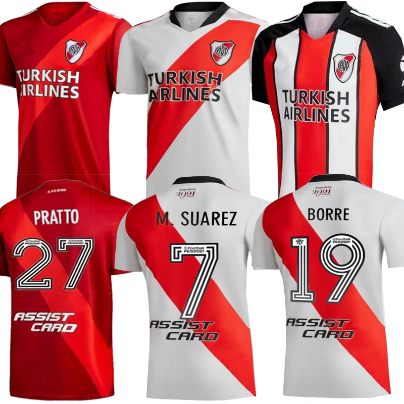 

21 22 RIVER PLATE soccer jersey 120-Years Anniversary Fans version De La Cruz M.SUAREZ PONZIO 2021 2022 PEREZ BORRE PINOLA third 3rd men Foo, Black;yellow