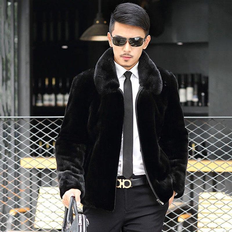 

Men's Fur & Faux Coats 2021 Winter Jacket Men Overcoat Hooded Parka Imitation Mink Male Warm Plus Size 3XL Clothes