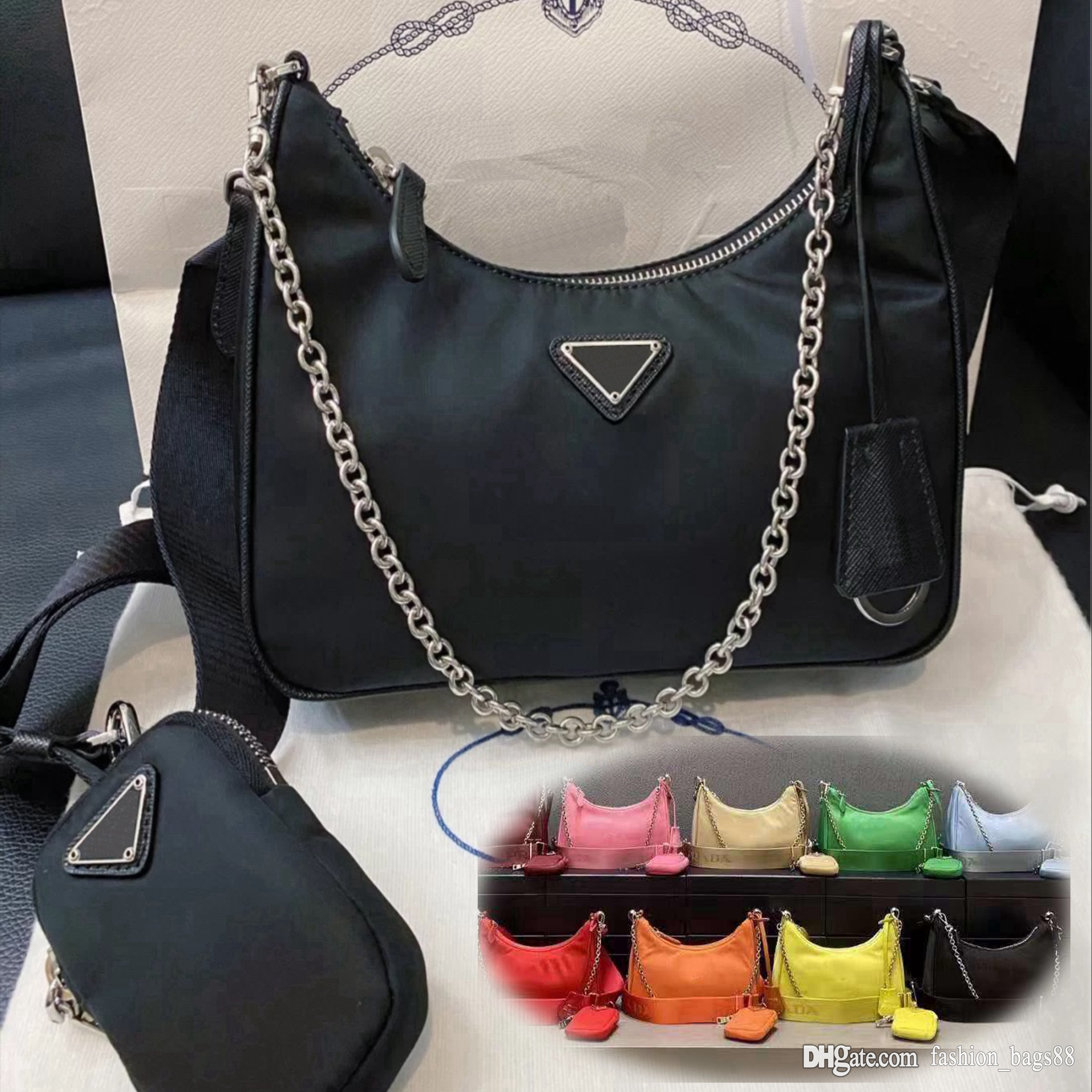 

2021 Fashion Luxurys Designers Bags Lady Womens Edition Crossbody Tote Re-Edition 2005 Nylon Hobo Shoulder Women Purses Handbags Bag Wallet Backpak and Box