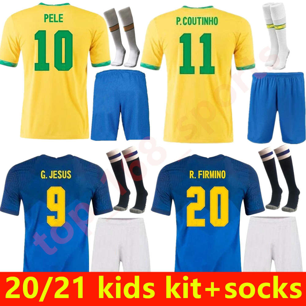 

BRASIL NERES COUTINHO soccer jersey 2021 camiseta de futebol BraziLS G.JESUS FIRMINO 20 21 football shirt Men + Kids kit set uniforms, Away