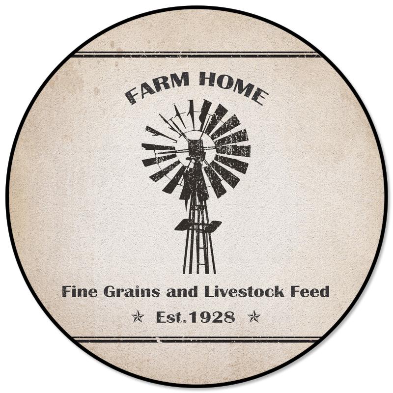 

Carpets Farm Charcoal Windmill Rustic Pattern Rugs And For Home Living Room Round Rug Children Rooms Non-slip