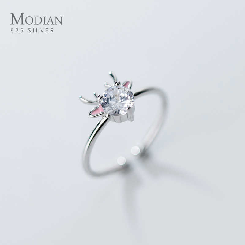 

Animal Antlers Open Adjustable Finger Ring for Women 925 Sterling Silver Shining AAA Zircon Elk Pattern Fine Jewelry 210707