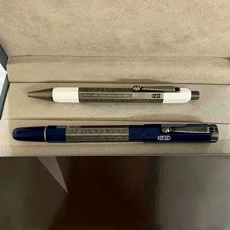 

Top High quality Egypt Style Pen Limited Edition Inheritance Series Black Golden Silver Roller Ballpoint Pens Business Office school supplies with Serial number, As picture show